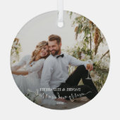 当社の初めてのクリスマス写真 ガラスオーナメント (裏面)