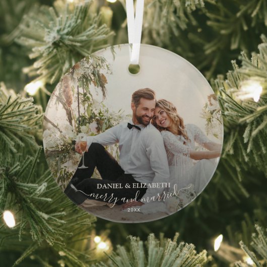 当社の初めてのクリスマス写真 ガラスオーナメント (インサイチュ)