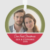 当社の初めてのクリスマス写真 – 両面 オーナメント (裏面)