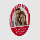 当社の初めてのクリスマス写真 – 両面 オーナメント (正面)