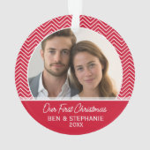 当社の初めてのクリスマス写真 – 両面 オーナメント (裏面)