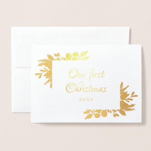 当社の初めてのクリスマス写真 箔カード (封筒付き正面)