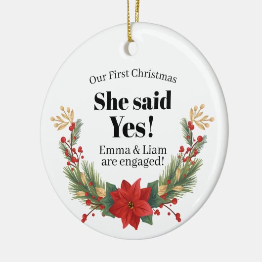 当社の初めてのクリスマス婚約したオーナメントカスタマイズ セラミックオーナメント (左)