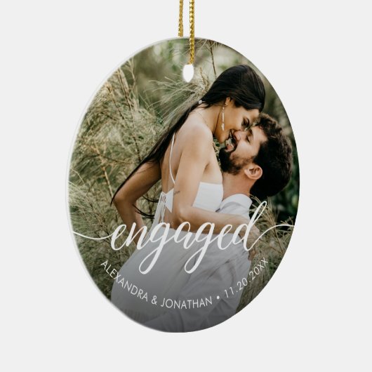 当社の初めてのクリスマス婚約したカスタムの写真の名前 セラミックオーナメント (右)