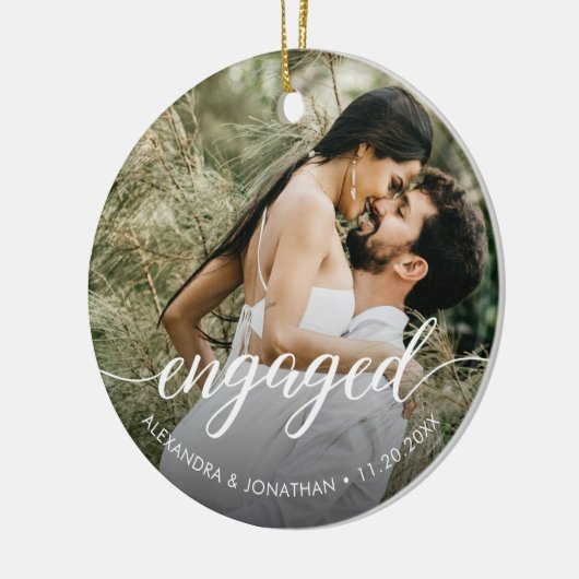 当社の初めてのクリスマス婚約したカスタムの写真の名前 セラミックオーナメント (左)
