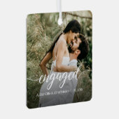 当社の初めてのクリスマス婚約したカスタムの写真の名前 メタルオーナメント (正面右)