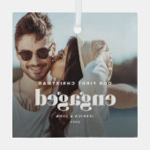 当社の初めてのクリスマス婚約したガラスフォトオーナメント ガラスオーナメント (裏面)