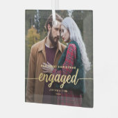 当社の初めてのクリスマス婚約したガラスフォトオーナメント ガラスオーナメント (正面左)