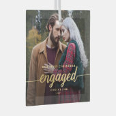 当社の初めてのクリスマス婚約したガラスフォトオーナメント ガラスオーナメント (正面右)