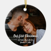 当社の初めてのクリスマス婚約したスお洒落クリプト写真 セラミックオーナメント (正面)