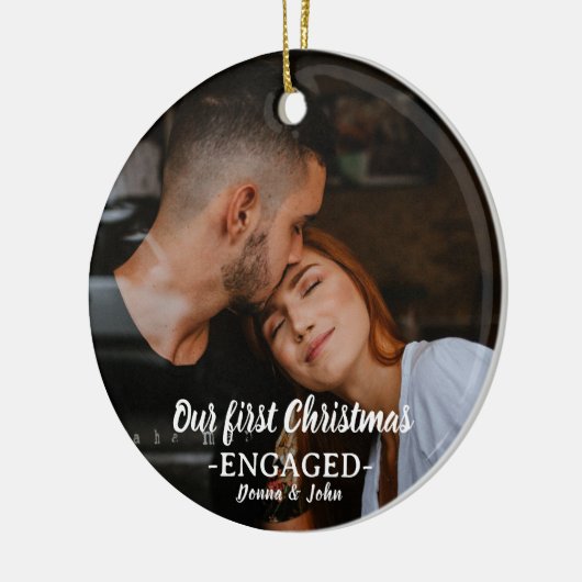 当社の初めてのクリスマス婚約したスお洒落クリプト写真 セラミックオーナメント (左)
