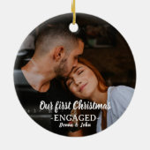当社の初めてのクリスマス婚約したスお洒落クリプト写真 セラミックオーナメント (裏面)