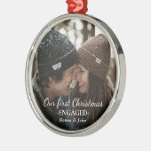 当社の初めてのクリスマス婚約したスエレガントクリプト写真 メタルオーナメント (左)