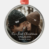 当社の初めてのクリスマス婚約したスエレガントクリプト写真 メタルオーナメント (正面)