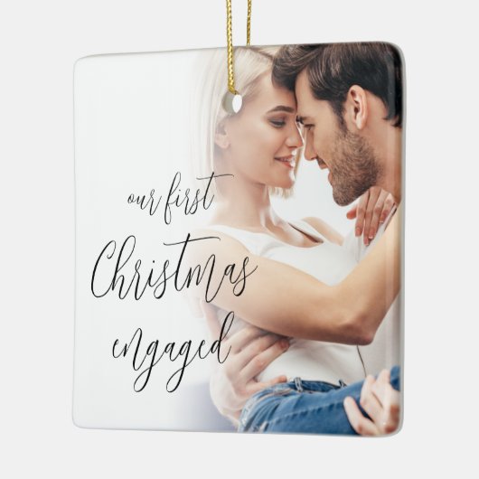 当社の初めてのクリスマス婚約したスクリプトの写真名 セラミックオーナメント (左)