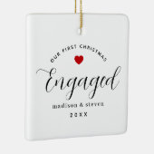 当社の初めてのクリスマス婚約したスクリプト赤いハート名 セラミックオーナメント (右)