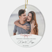 当社の初めてのクリスマス婚約したセラミックフォトオーナメント セラミックオーナメント (左)