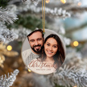 当社の初めてのクリスマス婚約したバラ金ゴールドスクリプト セラミックオーナメント