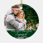 当社の初めてのクリスマス婚約したフォトグリーン セラミックオーナメント (正面)