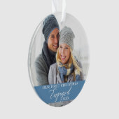 当社の初めてのクリスマス婚約したフォトライトブルー オーナメント (正面)