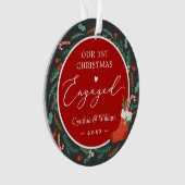当社の初めてのクリスマス婚約したフローラリース写真 オーナメント (正面)