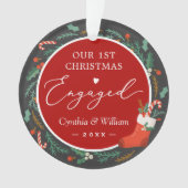当社の初めてのクリスマス婚約したフローラリース写真 オーナメント (正面)