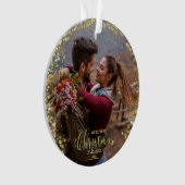当社の初めてのクリスマス婚約した写真オーナメント オーナメント (正面)