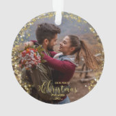 当社の初めてのクリスマス婚約した写真オーナメント オーナメント (裏面)