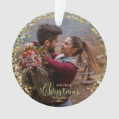 当社の初めてのクリスマス婚約した写真オーナメント オーナメント (正面)