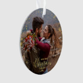 当社の初めてのクリスマス婚約した写真オーナメント オーナメント (正面)