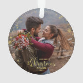 当社の初めてのクリスマス婚約した写真オーナメント オーナメント (裏面)