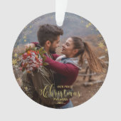 当社の初めてのクリスマス婚約した写真オーナメント オーナメント (正面)