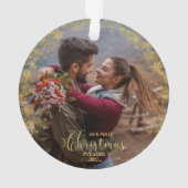 当社の初めてのクリスマス婚約した写真オーナメント オーナメント (裏面)