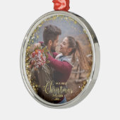 当社の初めてのクリスマス婚約した写真オーナメント メタルオーナメント (左)