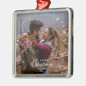 当社の初めてのクリスマス婚約した写真オーナメント メタルオーナメント (左)