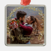 当社の初めてのクリスマス婚約した写真オーナメント メタルオーナメント (正面)