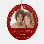 当社の初めてのクリスマス婚約した写真フェスティバル セラミックオーナメント (左)