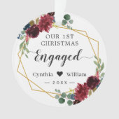 当社の初めてのクリスマス婚約した幾何学的フローラ写真 オーナメント (正面)