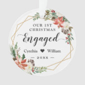 当社の初めてのクリスマス婚約した幾何学的フローラ写真 オーナメント (正面)
