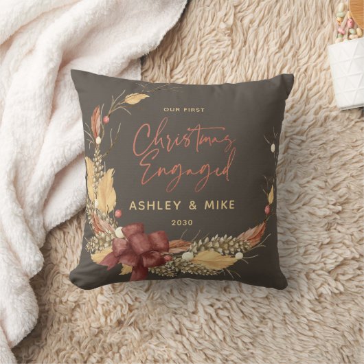 当社の初めてのクリスマス婚約した素朴銅写真 クッション (ブランケット)