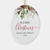 当社の初めてのクリスマス水彩フローラ セラミックオーナメント (右)