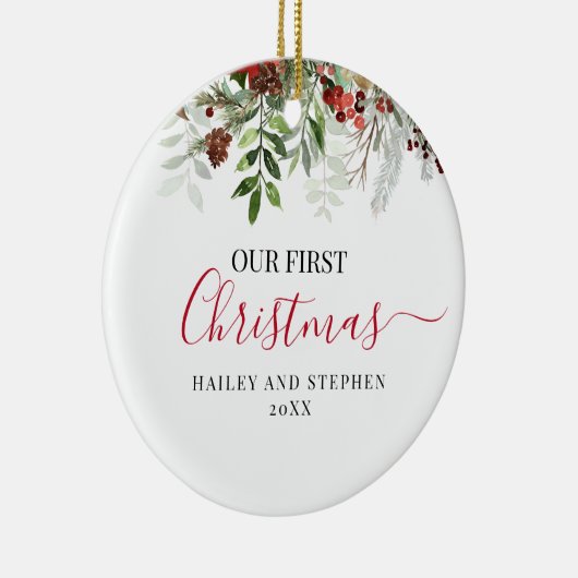 当社の初めてのクリスマス水彩フローラ セラミックオーナメント (右)