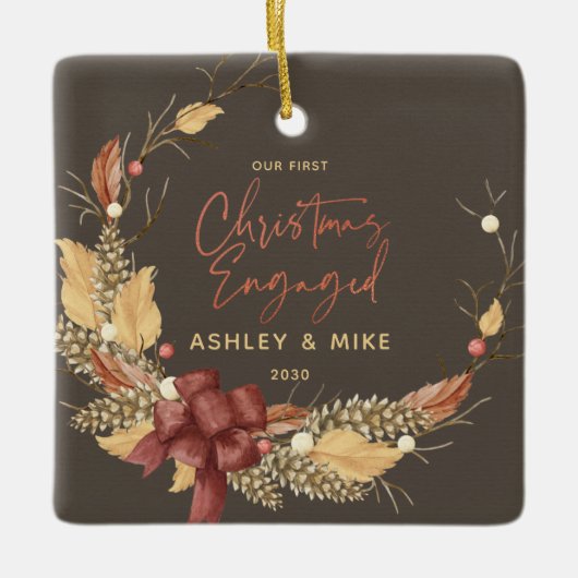 当社の初めてのクリスマス素朴銅写真 セラミックオーナメント (正面)