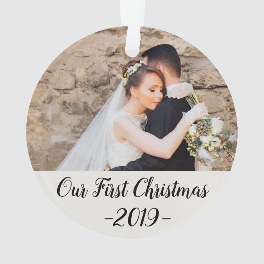 当社の初めてのクリスマス結婚したのカスタマイズ オーナメント (裏面)