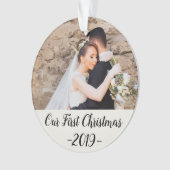 当社の初めてのクリスマス結婚したのカスタマイズ オーナメント (正面)