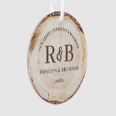当社の初めてのクリスマス結婚したカスタム写真素朴 オーナメント (正面)
