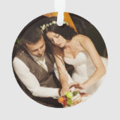 当社の初めてのクリスマス結婚したカスタム写真素朴 オーナメント (裏面)
