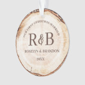 当社の初めてのクリスマス結婚したカスタム写真素朴 オーナメント (正面)