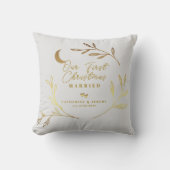 当社の初めてのクリスマス結婚したギフト金ゴールドスクリプトギフト クッション (正面)