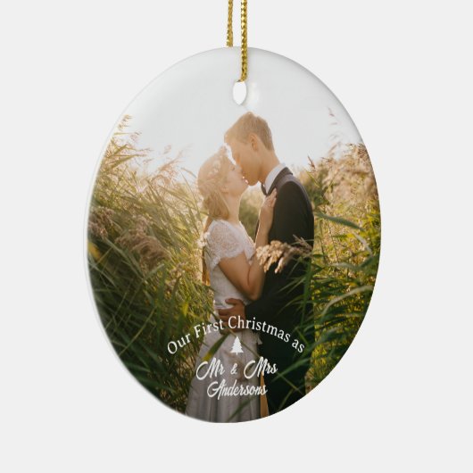 当社の初めてのクリスマス結婚したスエレガントクリプト写真 セラミックオーナメント (右)